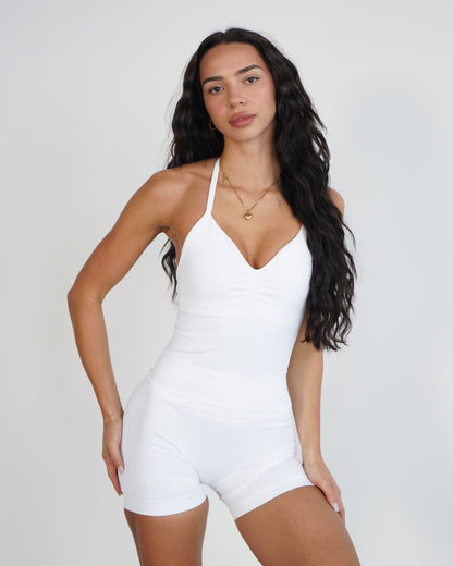 Ascend Halter Tank Top - White