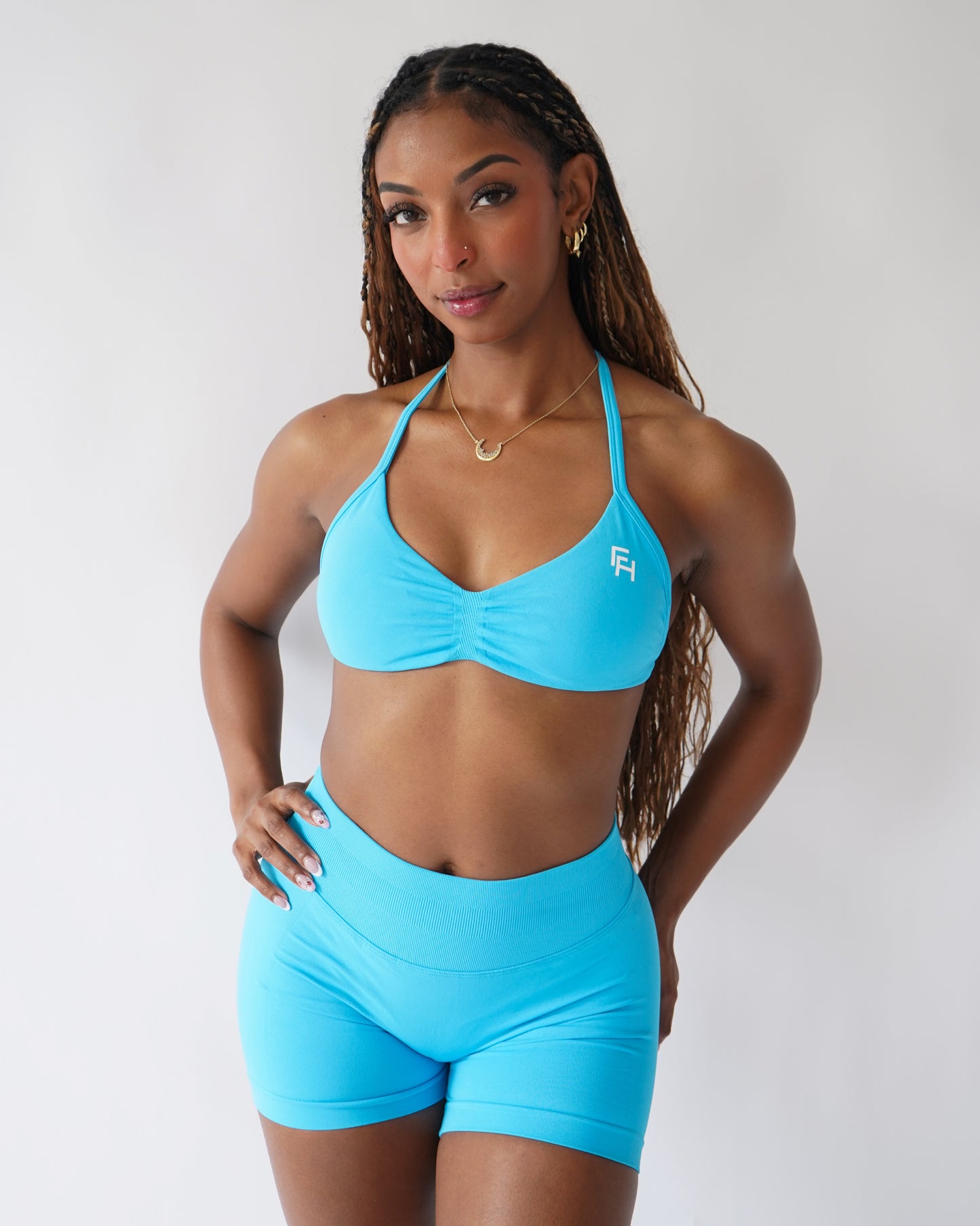 Ascend Halter Sports Bra - Aqua