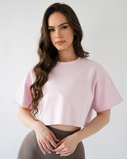 RELAXED CROP TEE- Blush