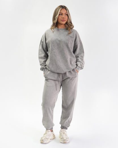 Acid Wash Crew Neck - Ash