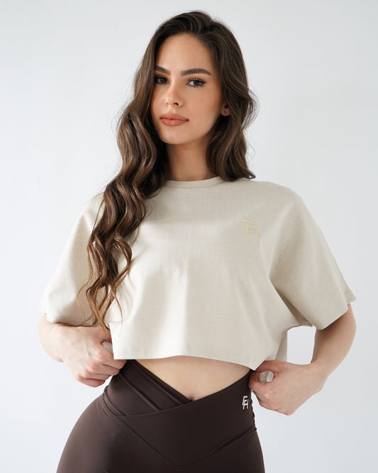 RELAXED CROP TEE- Oat