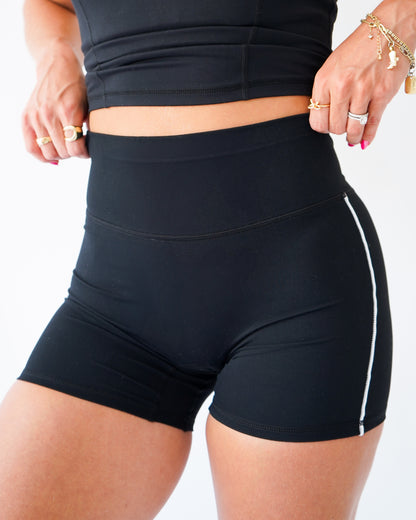 Contrast High-Waist Shorts 4.5" - Black