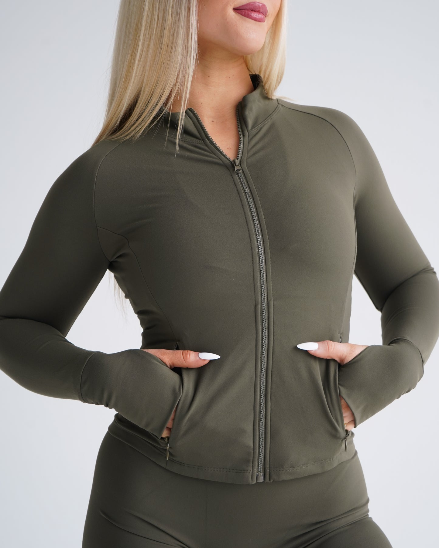 Hatha Sculpt Zip Jacket - Pine