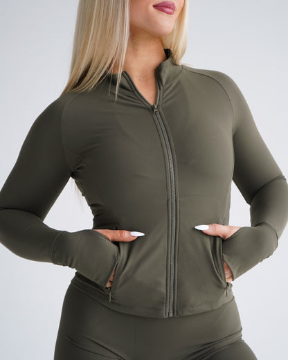 Hatha Sculpt Zip Jacket - Pine