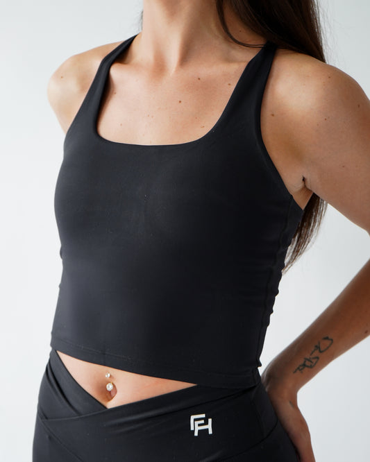 Onyx Square Neck Mid Vest - Black