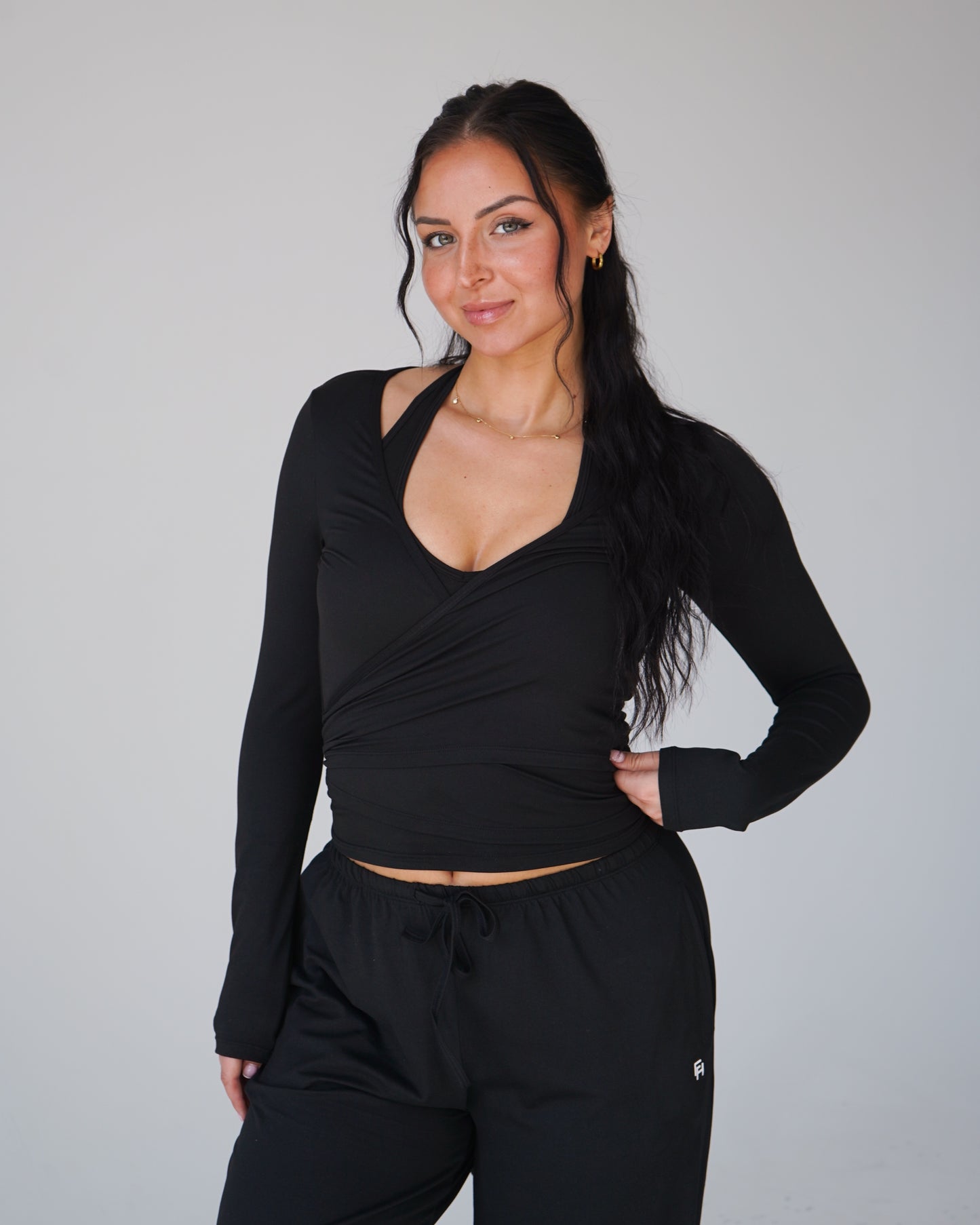 Cloud Ballet Wrap Top - Black