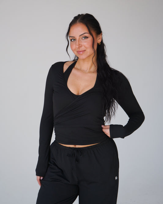 Cloud Ballet Wrap Top - Black