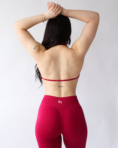 Ascend Halter Sports Bra - Pomegranate