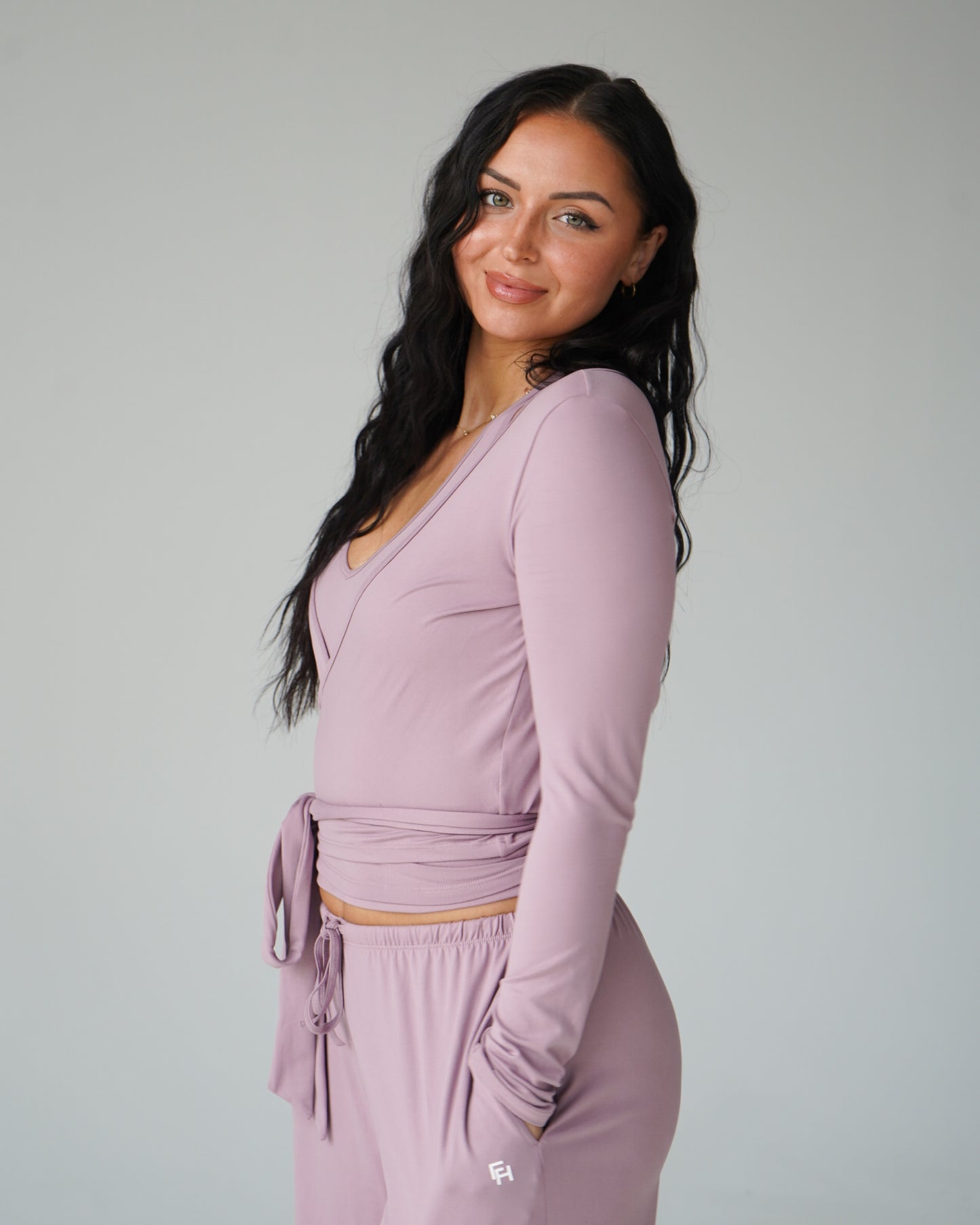 Cloud Ballet Wrap Top - Mauve