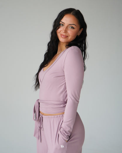 Cloud Ballet Wrap Top - Mauve