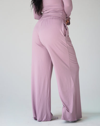 Cloud Wide Leg Pants - Mauve