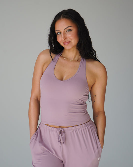 Cloud Strappy Racerback Tank - Mauve