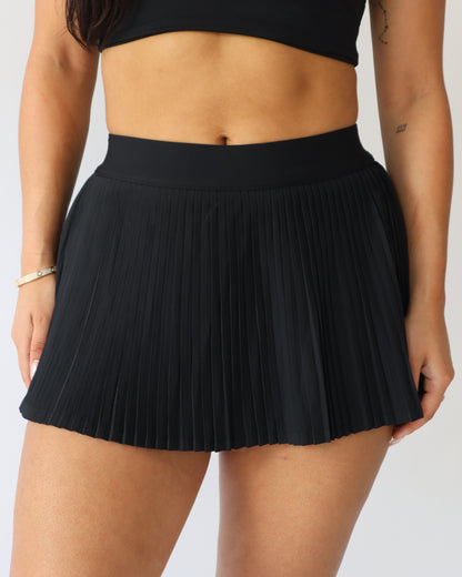 Pleated Mini Skort - Black