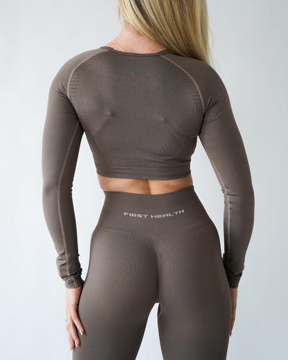 Enhance Cropped Long Sleeve - Cappuccino