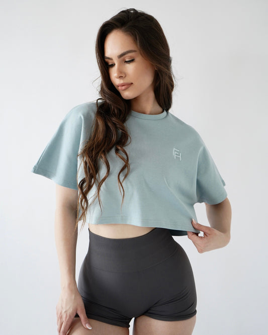 RELAXED CROP TEE- Ice