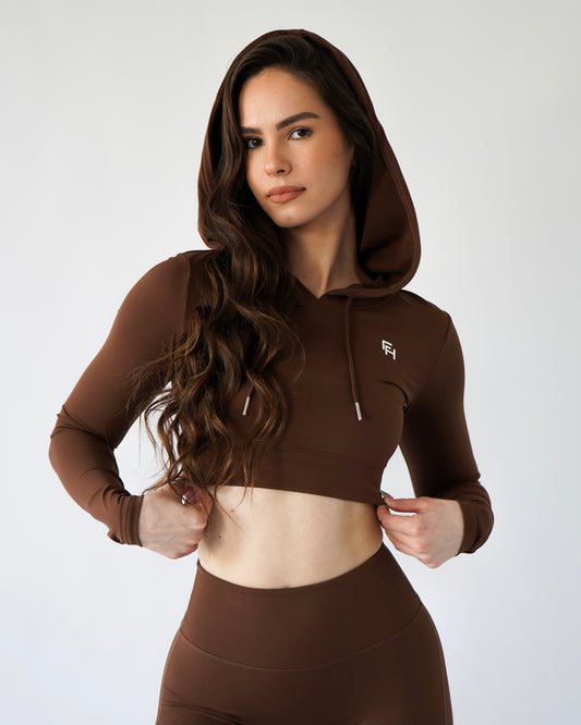 DEFINE CROP HOODIE - Espresso