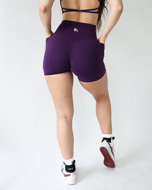 PERFORMANCE POCKET BIKER SHORTS - Berry