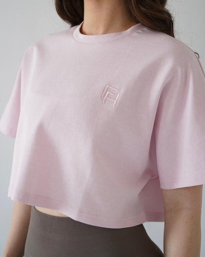 RELAXED CROP TEE- Blush
