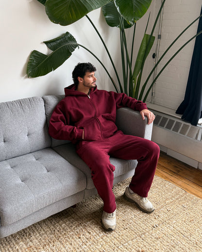 Reset Straight-Leg Sweatpants - Burgundy