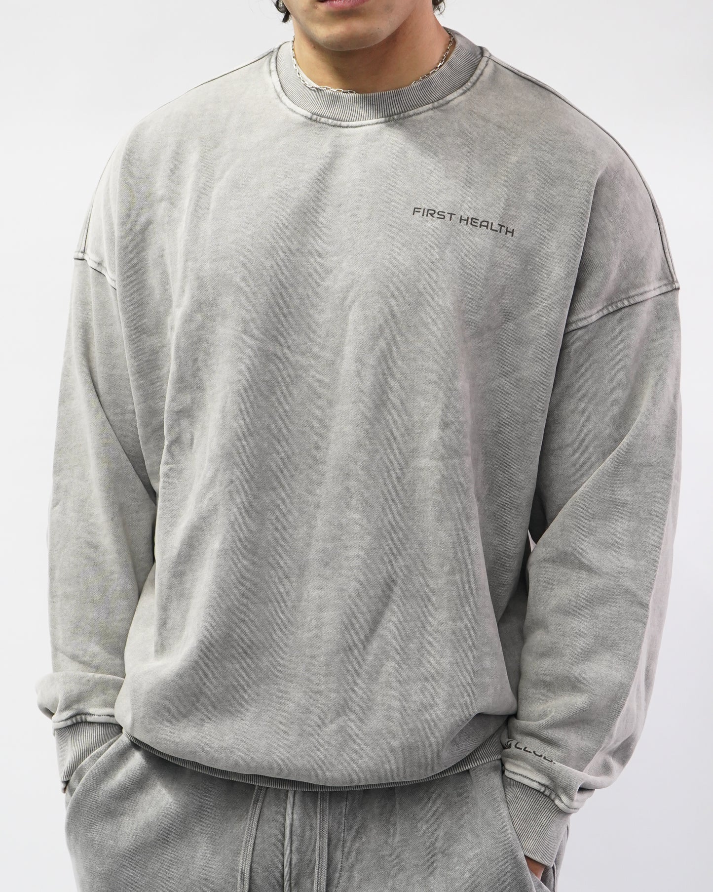 Acid Wash Crew Neck - Ash