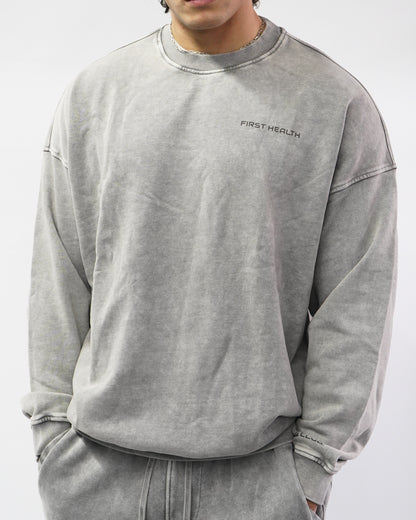Acid Wash Crew Neck - Ash