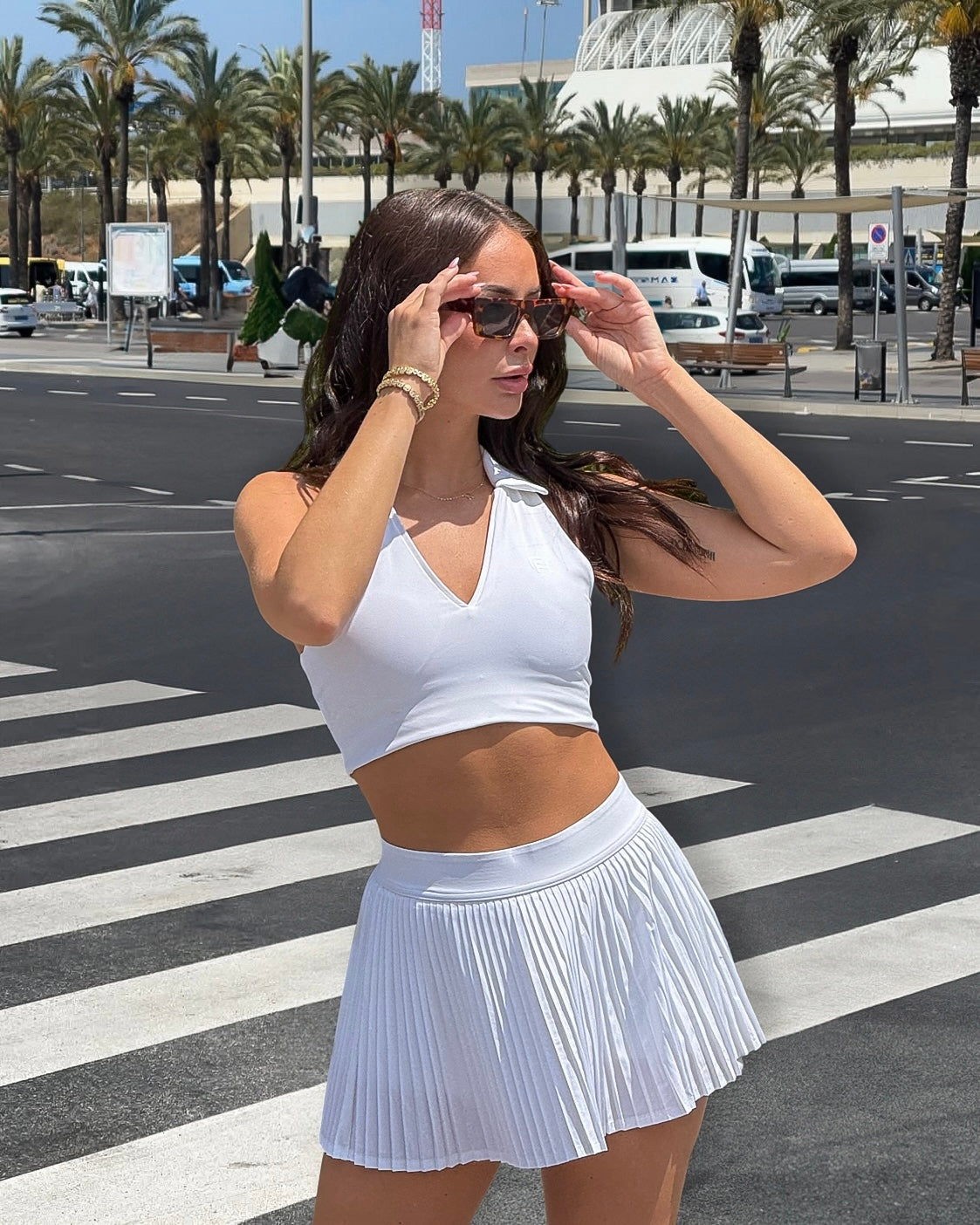 Pleated Mini Skort - White