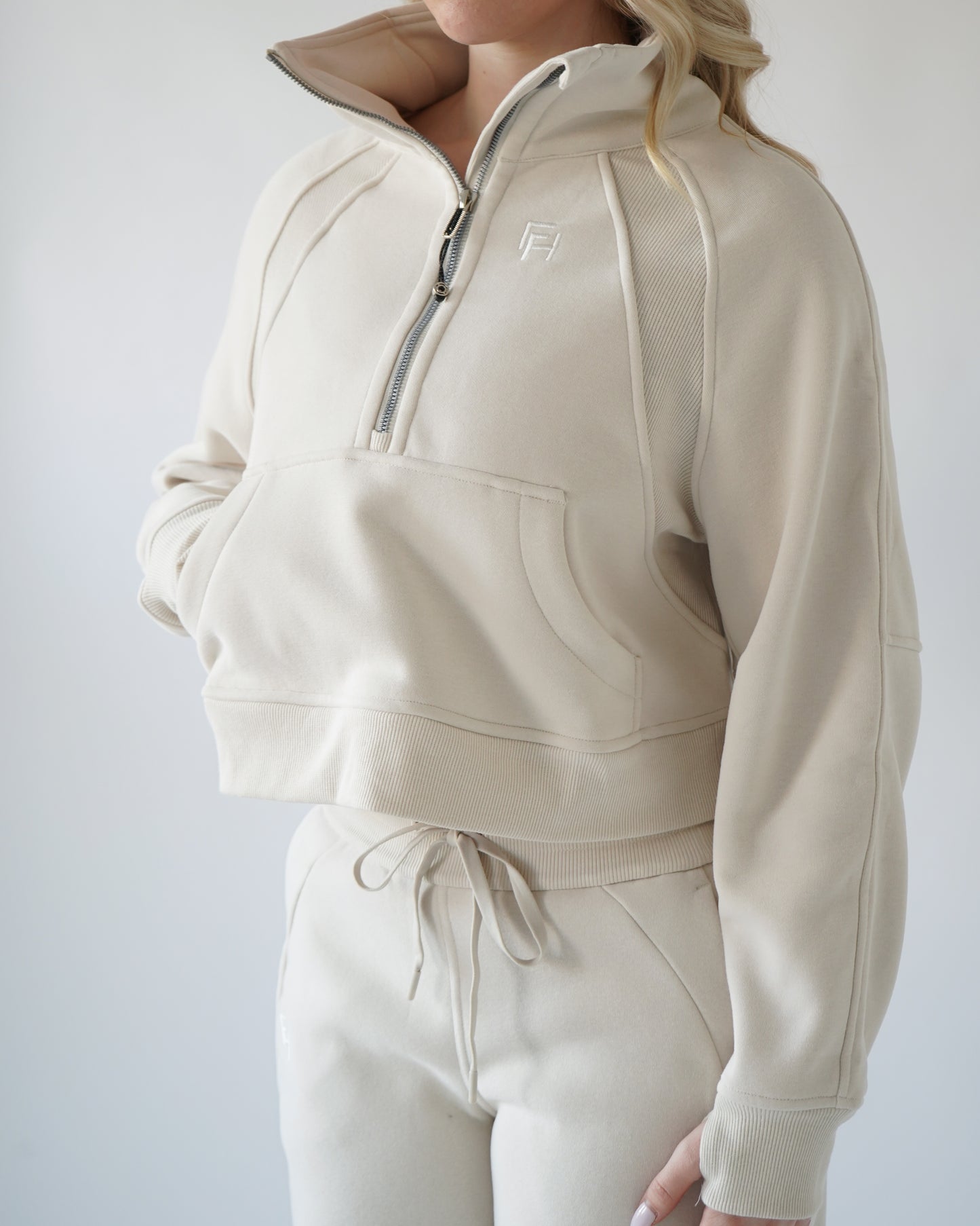 Lounge Half-Zip Sweatshirt - Cream