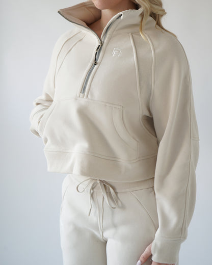 Lounge Half-Zip Sweatshirt - Cream