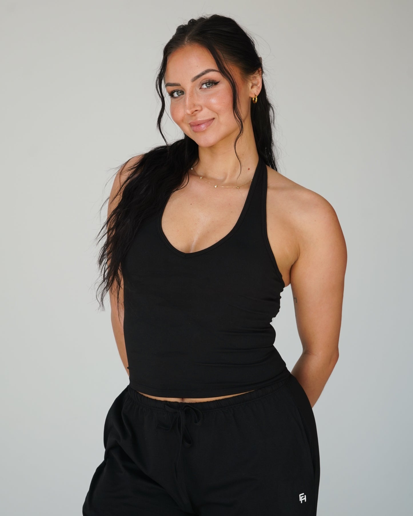 Cloud Strappy Racerback Tank - Black