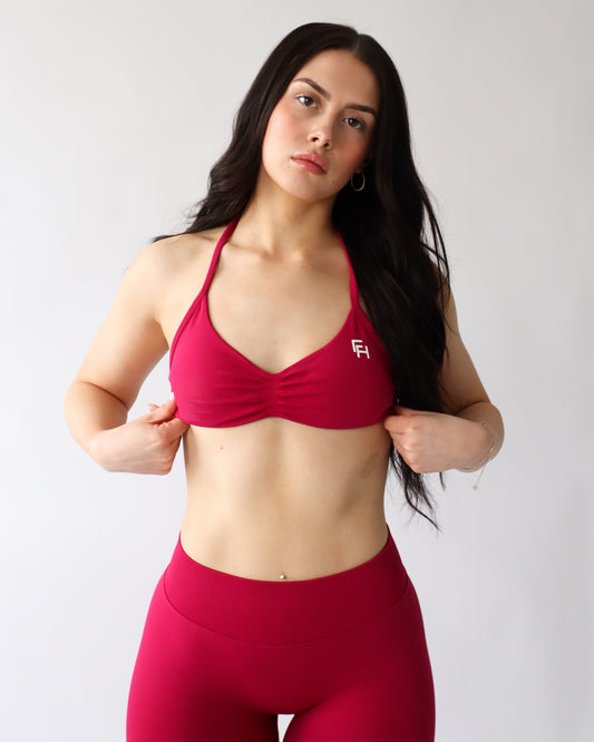Ascend Halter Sports Bra - Pomegranate